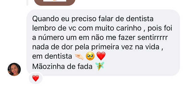Mensagem de paciente da Dra. Welita Caetano